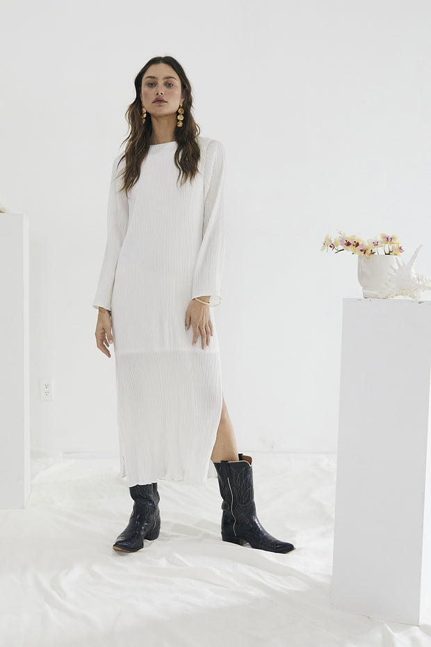 Pippa Dress - Off-White Pleated