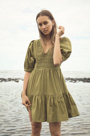 Lacey Mini Dress - Cedar Green - SAMPLE