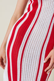 Naya Midi Dress - Red Stripes - SAMPLE