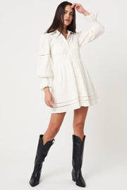 Victoria Mini Shirt Dress - Core White - SAMPLE