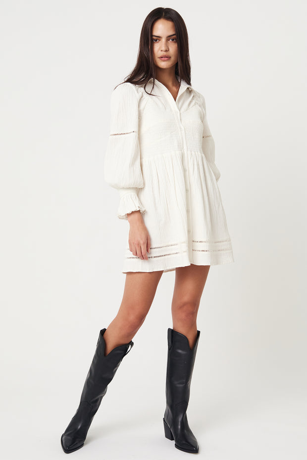 Victoria Mini Shirt Dress - Core White