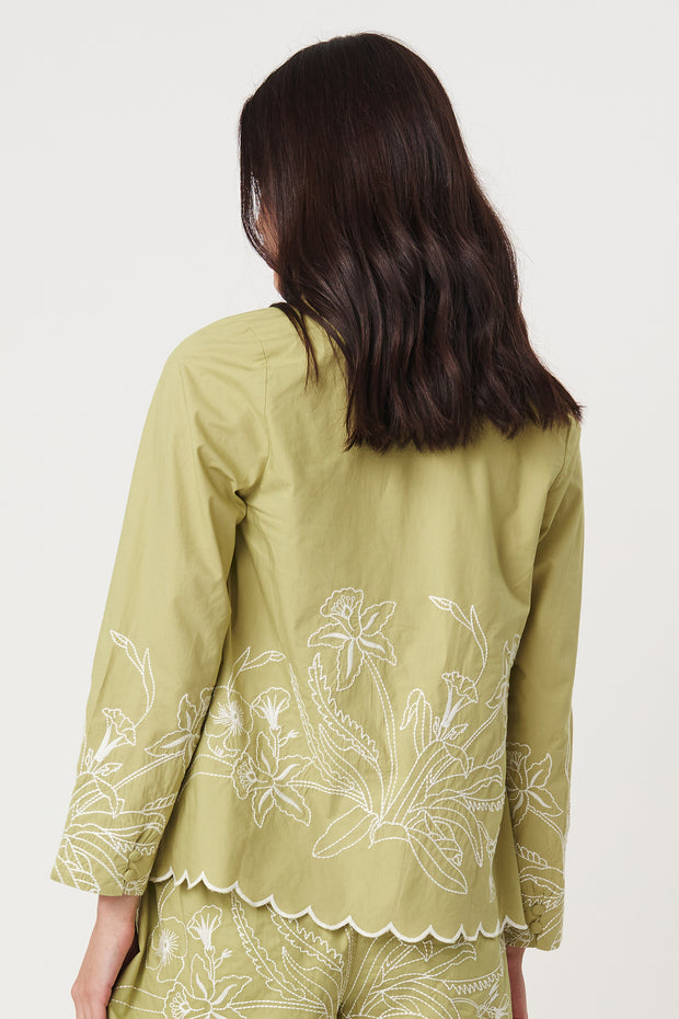 Claire Shirt - Gardenia - Bay Leaf