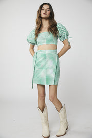 Sophia Mini Skirt - Green Gingham - SAMPLE