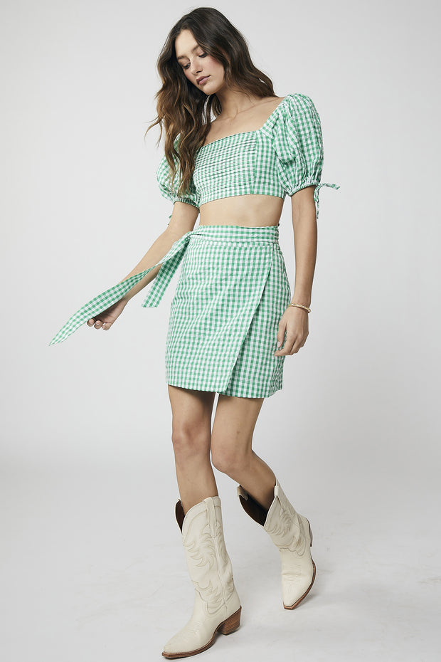 Sophia Mini Skirt - Green Gingham - SAMPLE