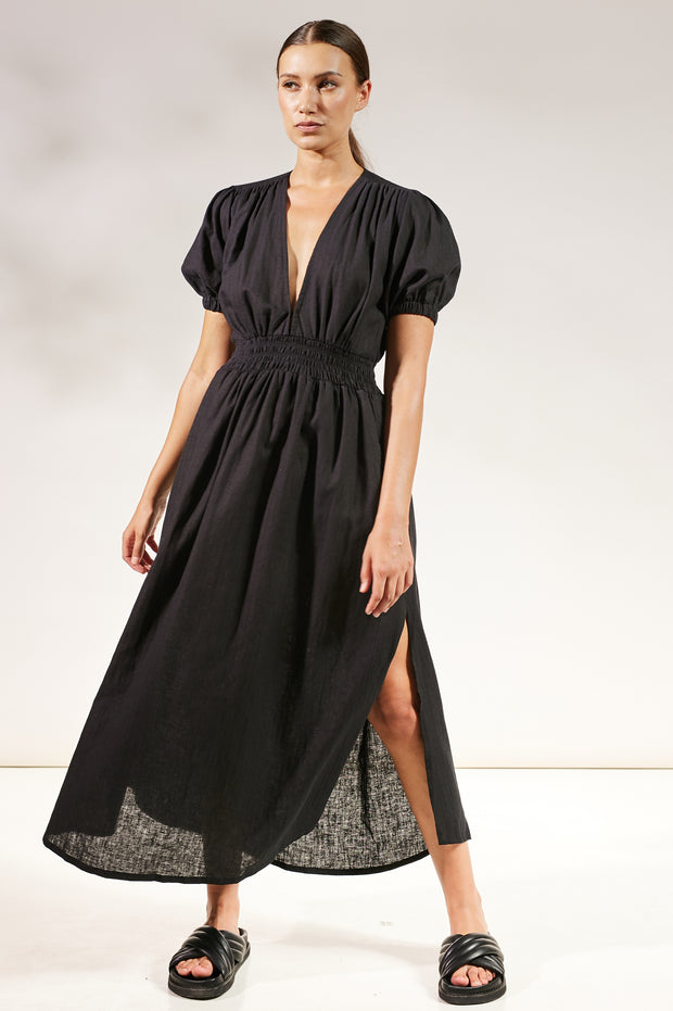 Opal Split Dress - Black- CLEARANCE