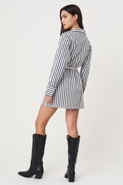Tess Miidi Wrap Shirt Dress - Oceanic Stripe - SAMPLE