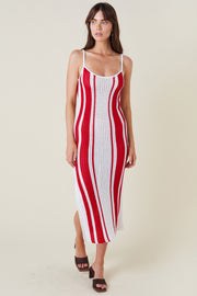 Naya Midi Dress - Red Stripes