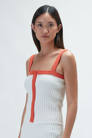 Holly Knit Top - White Orange - CLEARANCE