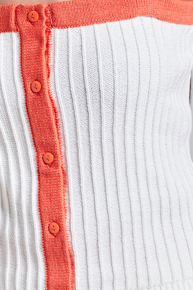 Holly Knit Top - White Orange - CLEARANCE
