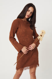 Jayka Mini Knit Dress - Umber - SAMPLE