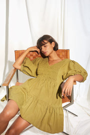 Lacey Mini Dress - Cedar Green - SAMPLE