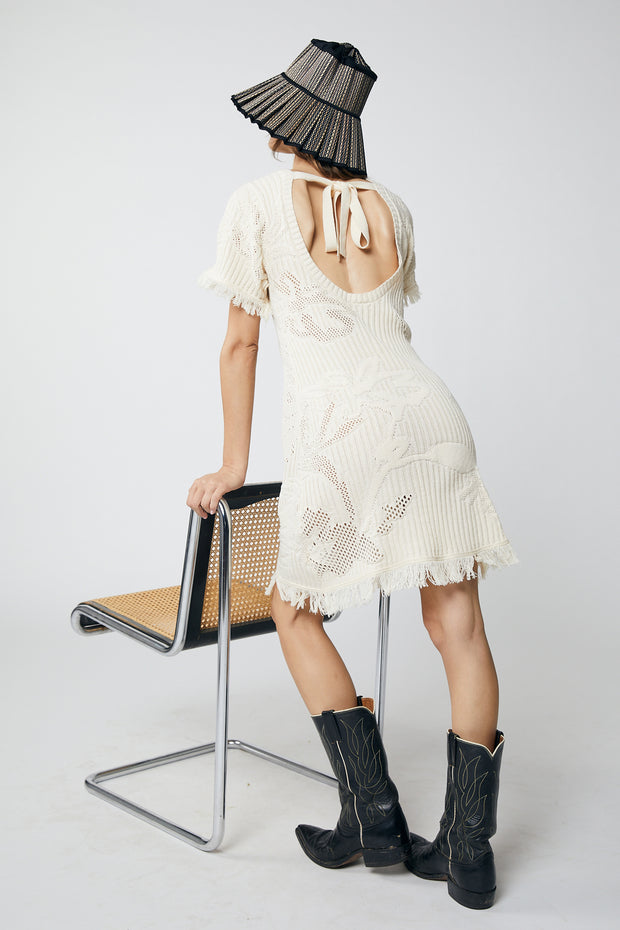Soleil Mini Dress - Ecru Textured
