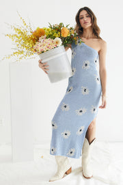 Kira One Shoulder Midi Dress - Flower Novelty