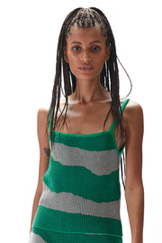 Sienna Knit Top - Forest Green White