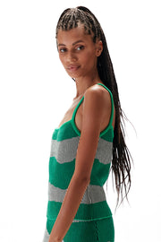 Sienna Knit Top - Forest Green White - CLEARANCE