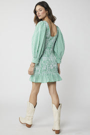 Billie Mini Dress - Green Gingham