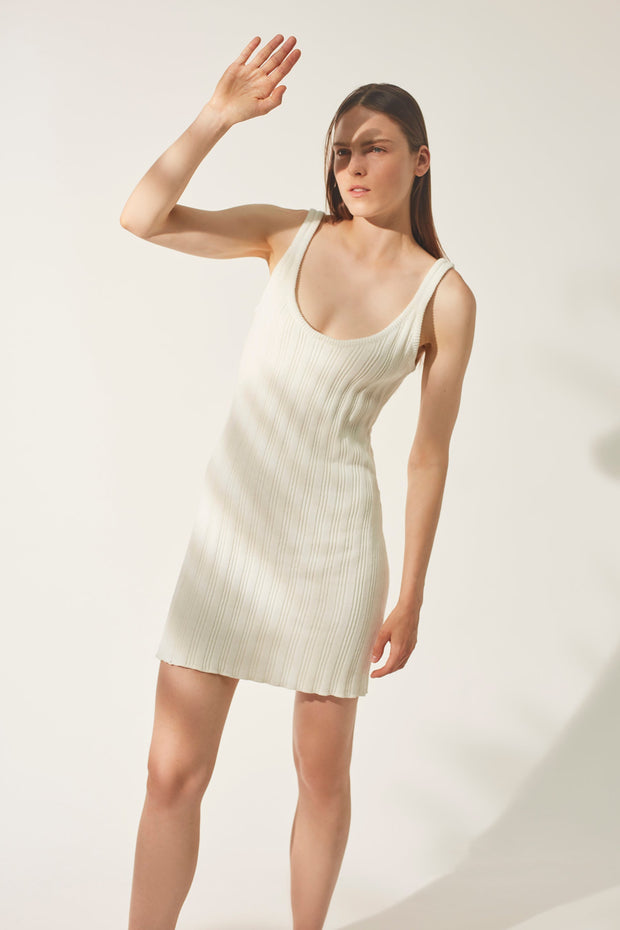Moni Knit Dress - White - CLEARANCE