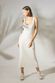 Alma Knit Dress - White - CLEARANCE