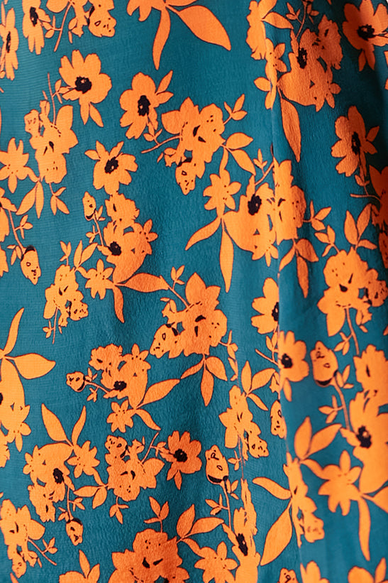 Alison Mini Dress - La Vie Floral Teal - SAMPLE