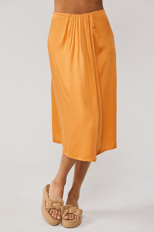 Melody - Front Draped Wrapped Skirt - Sundial Silk