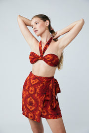 Sophia Mini Wrap Skirt - Damask Floral