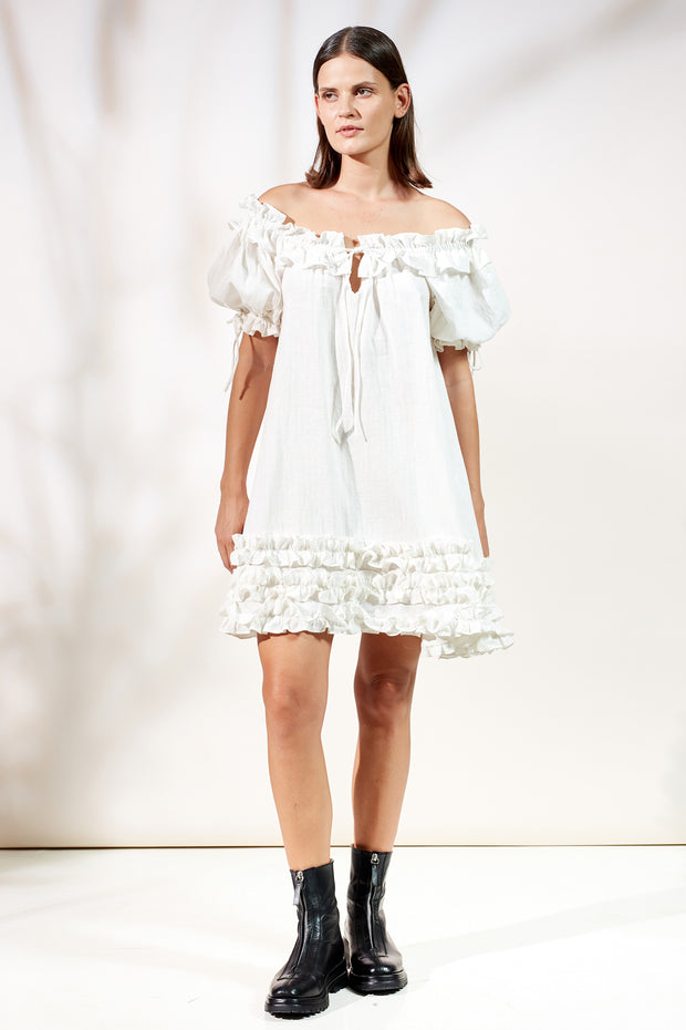 Clare Mini Dress - White - CLEARANCE