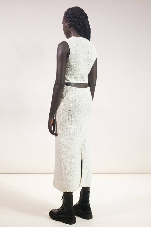 Esther Maxi Knit Dress - White - CLEARANCE