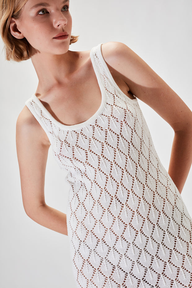 Helen Maxi Knit Dress - White - CLEARANCE