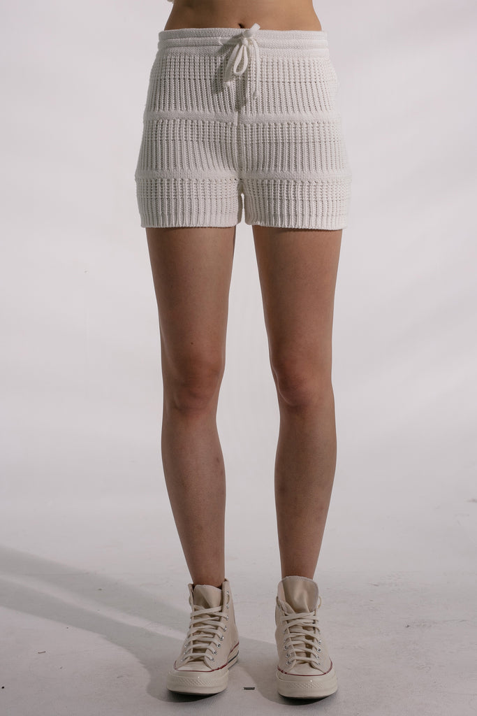 White knit discount shorts womens