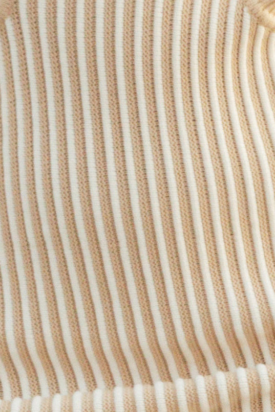 Emily Mini Knit Dress - Off White Sand Stripe