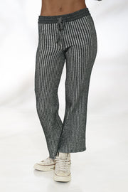 Margo Knit Pant - Green White - CLEARANCE