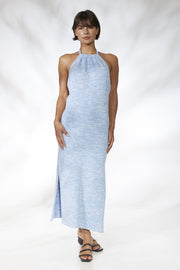 Selene Knit Dress - Sky Blue White - CLEARANCE