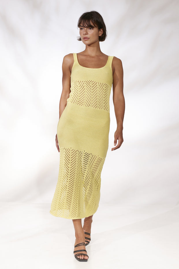 Erika Knit Maxi Dress - Lemon Custard - CLEARANCE