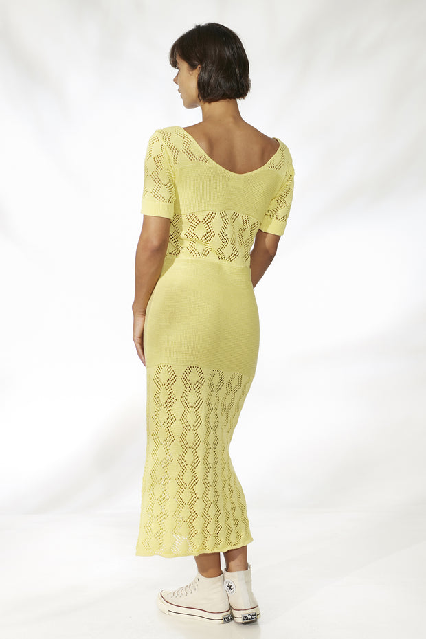 Flora Knit Maxi Dress - Lemon Custard - SAMPLE