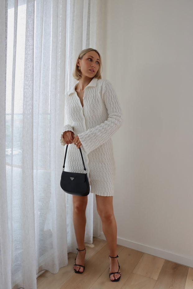 Alana Knit Dress - White - CLEARANCE