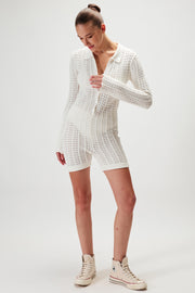 Daisy Knit Romper - White - CLEARANCE