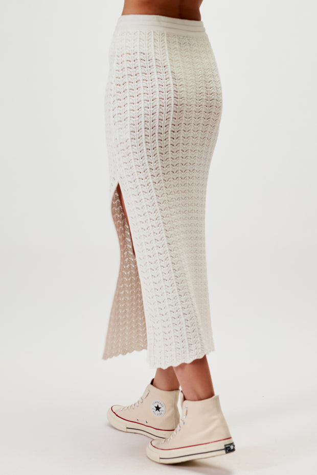 Eliza Knit Skirt - White - CLEARANCE