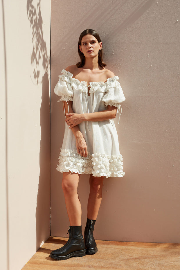 Clare Mini Dress - White - CLEARANCE