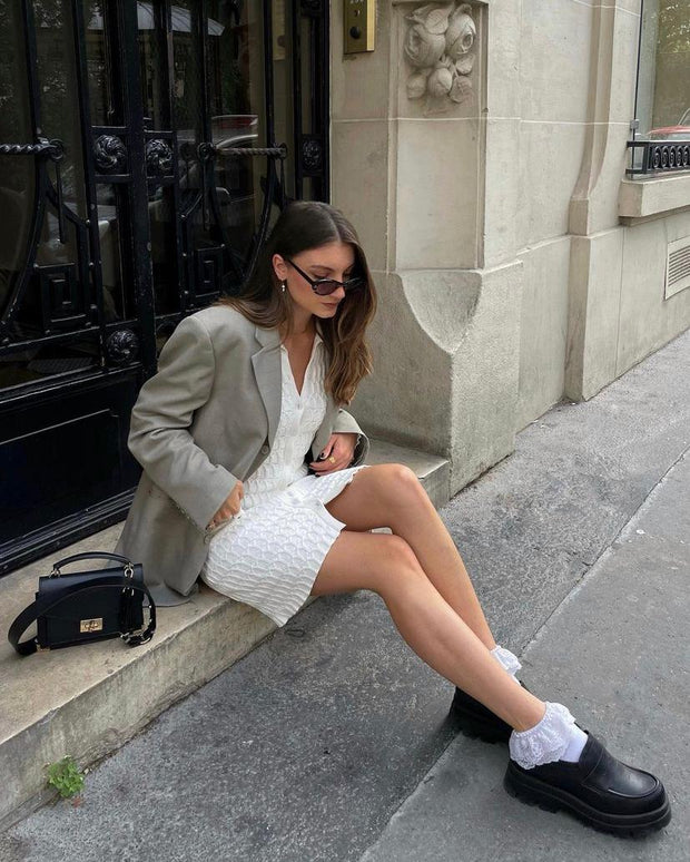 Alana Knit Dress - White - CLEARANCE