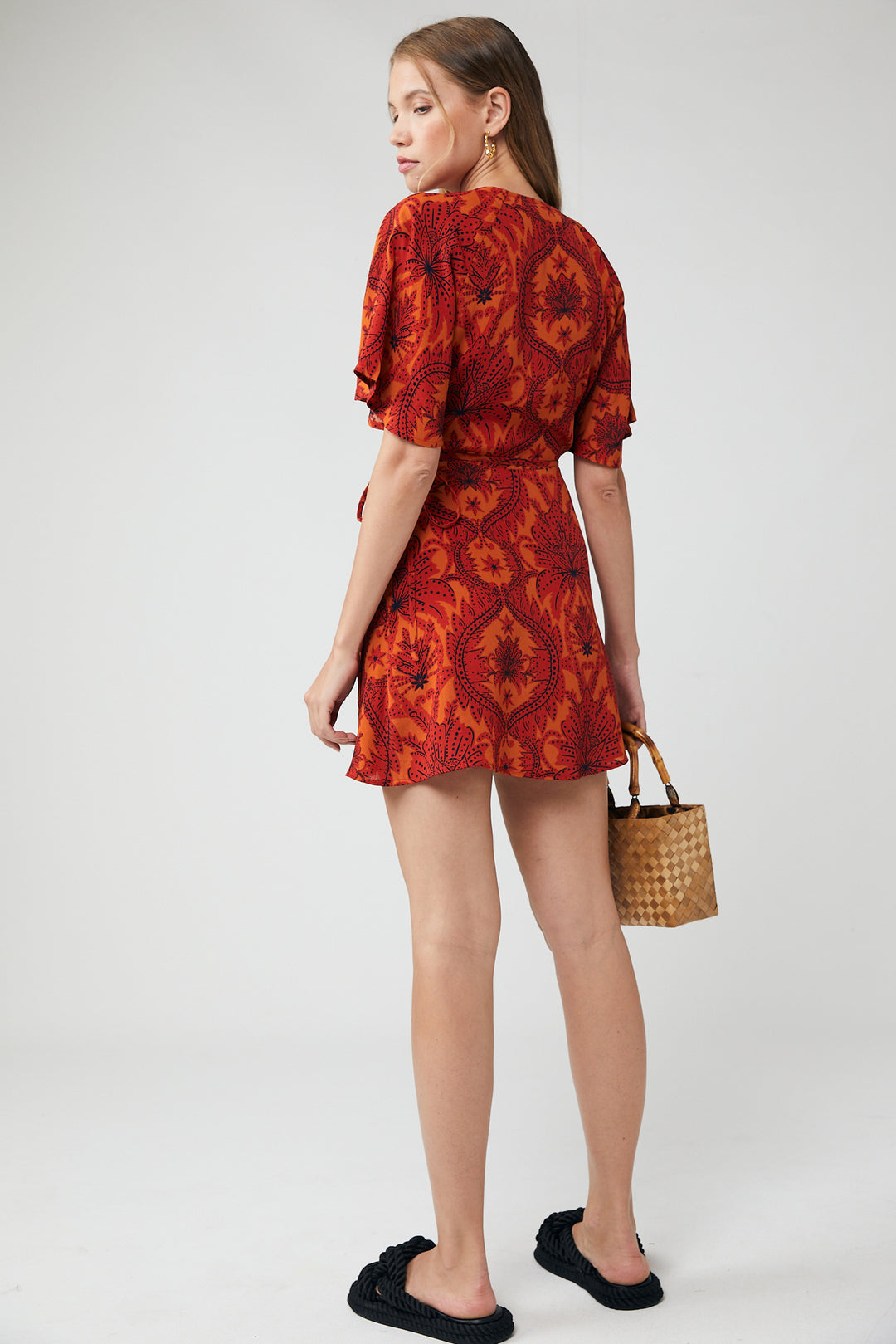Nina Mini Wrap Dress - Damask Floral