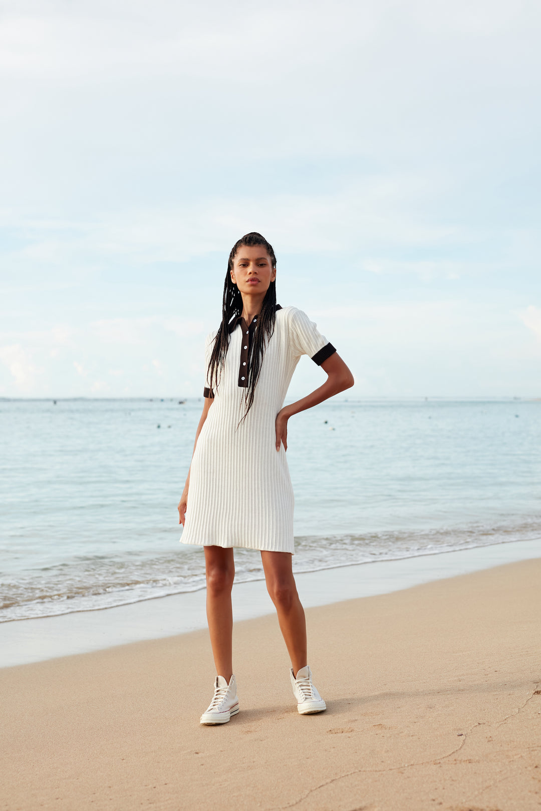 Serena Mini Knit Dress - White Chocolate Mix