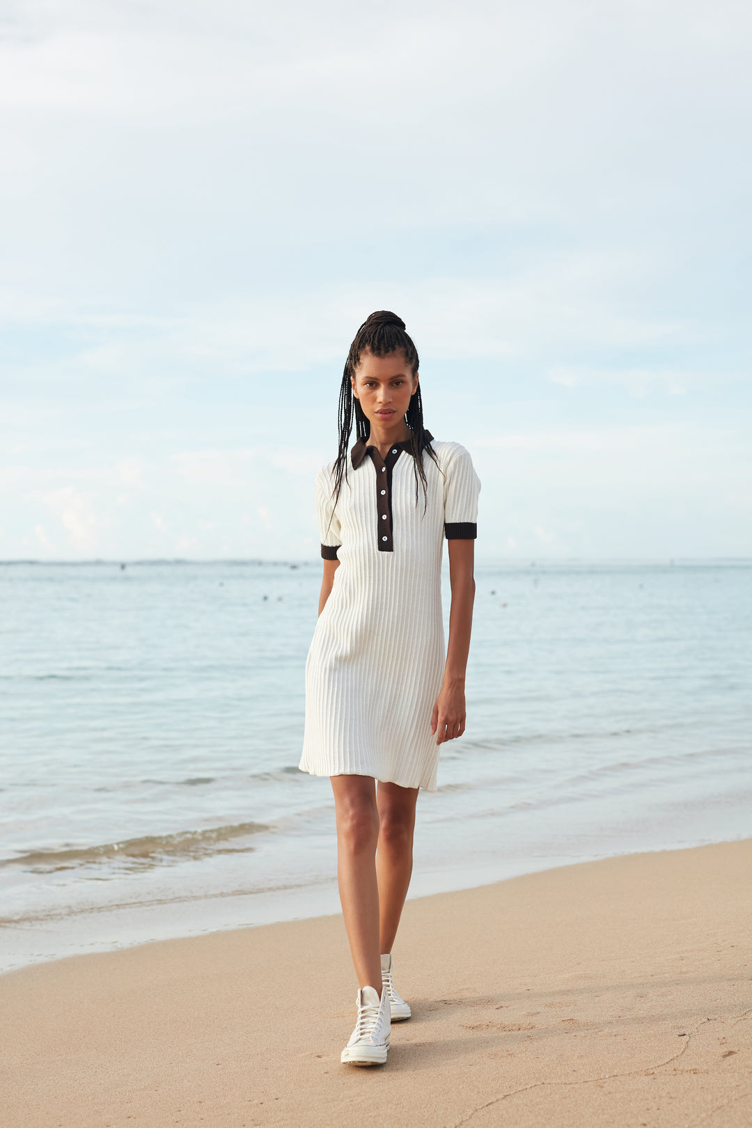 Serena Mini Knit Dress - White Chocolate Mix