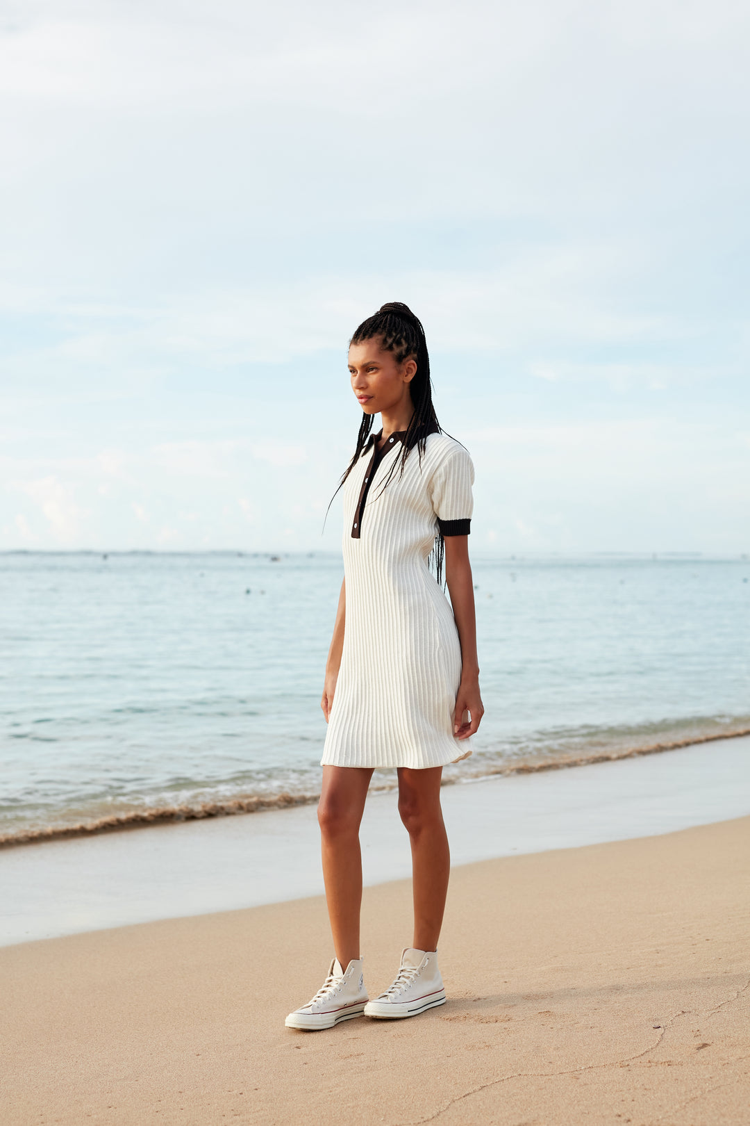 Serena Mini Knit Dress - White Chocolate Mix