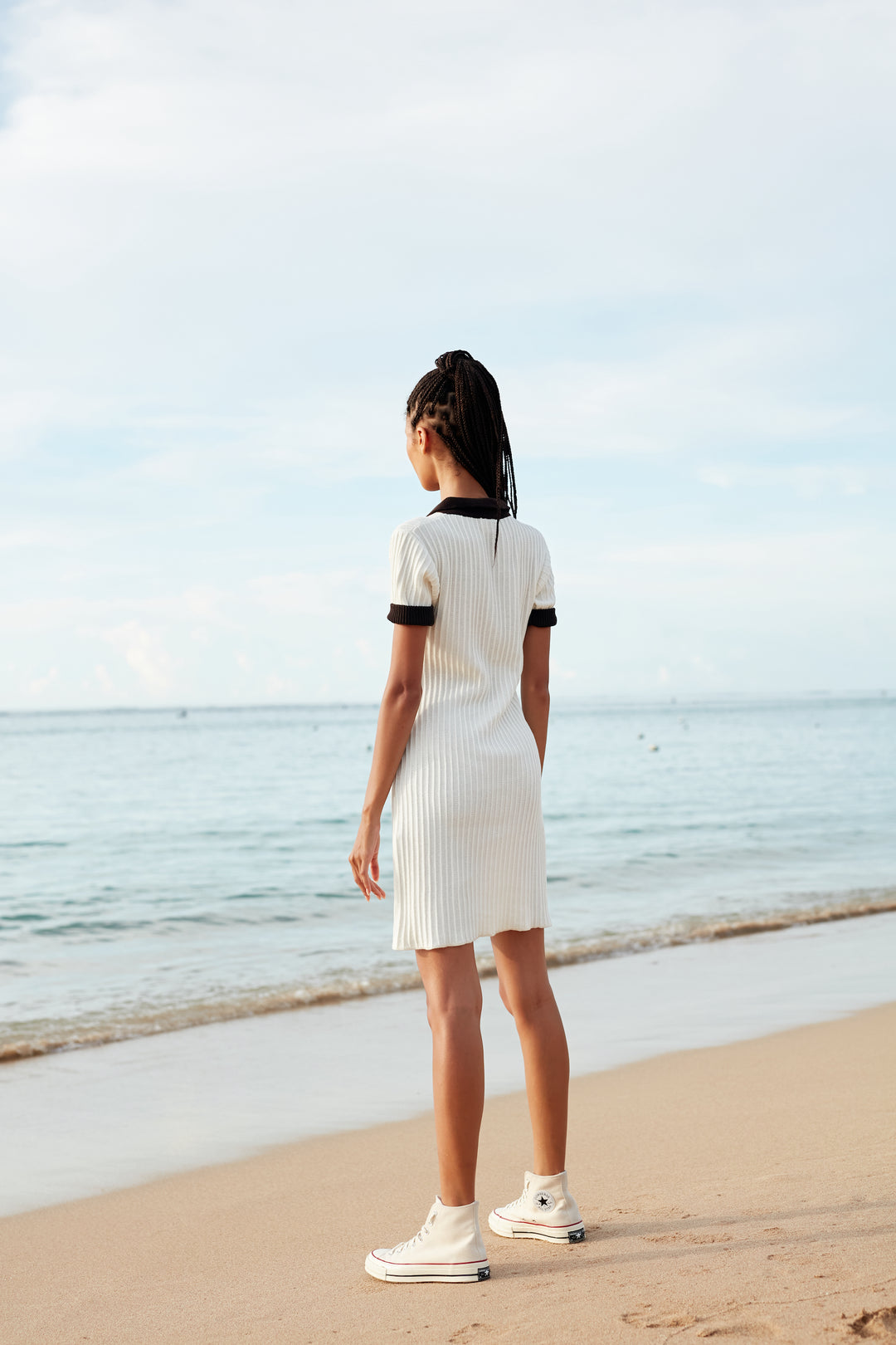 Serena Mini Knit Dress - White Chocolate Mix