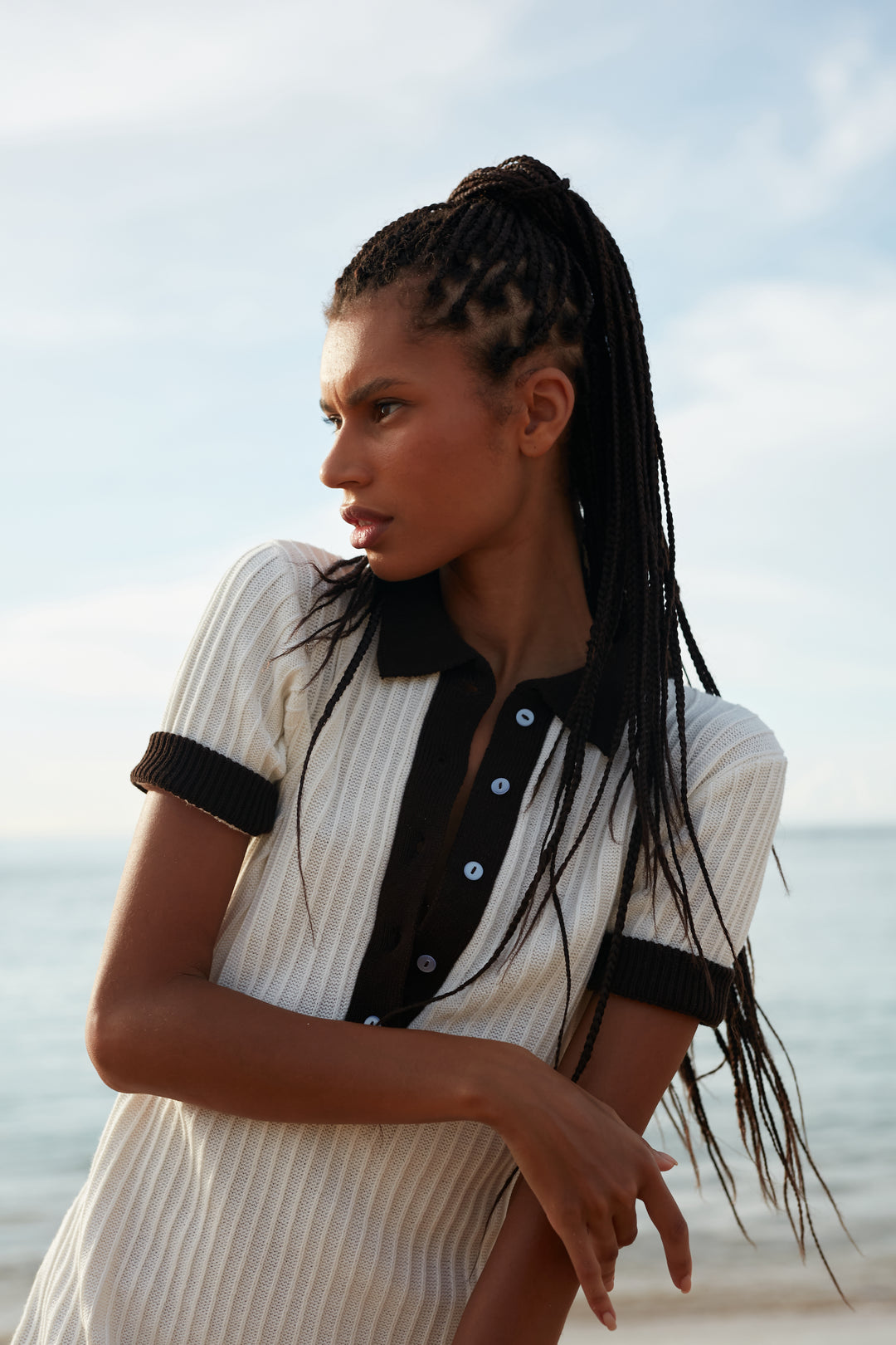 Serena Mini Knit Dress - White Chocolate Mix