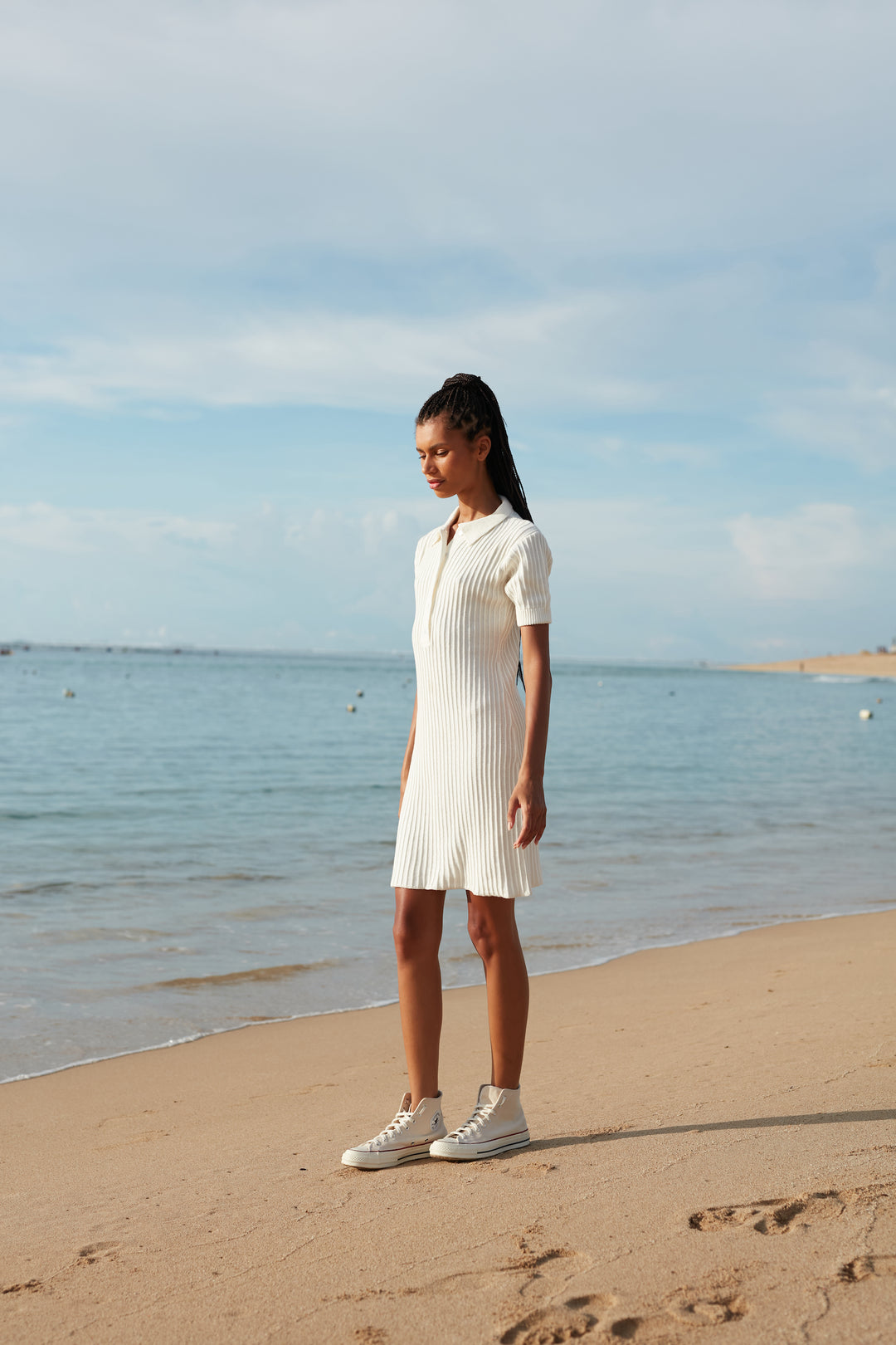 Serena Mini Knit Dress - White