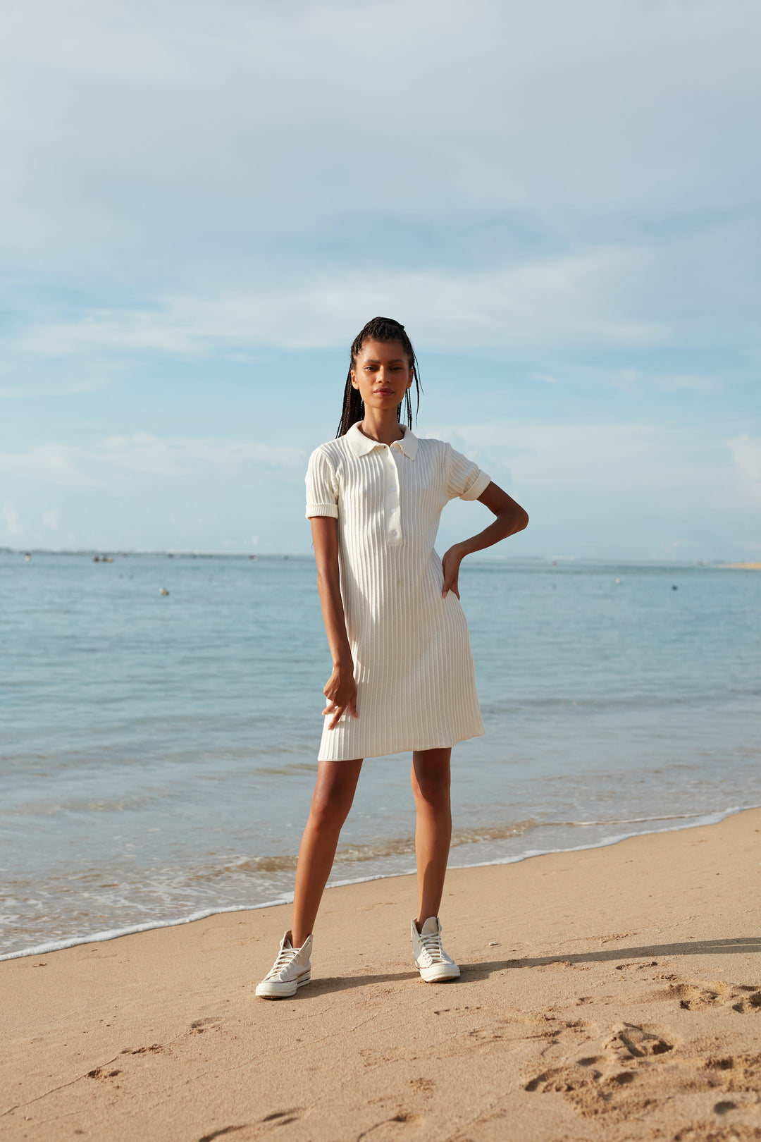 Serena Mini Knit Dress - White