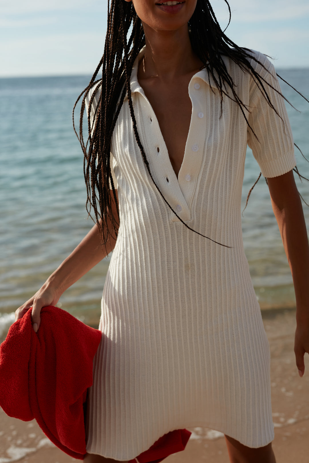 Serena Mini Knit Dress - White