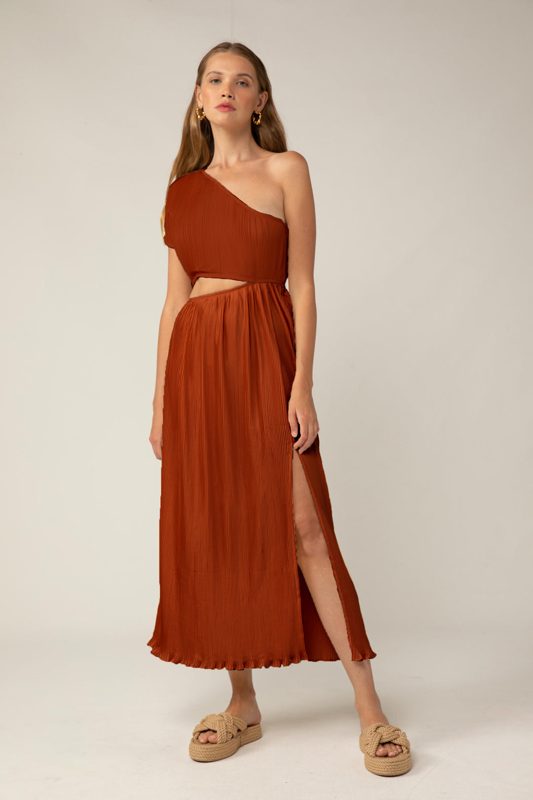 Velma Midi Dress - Rust