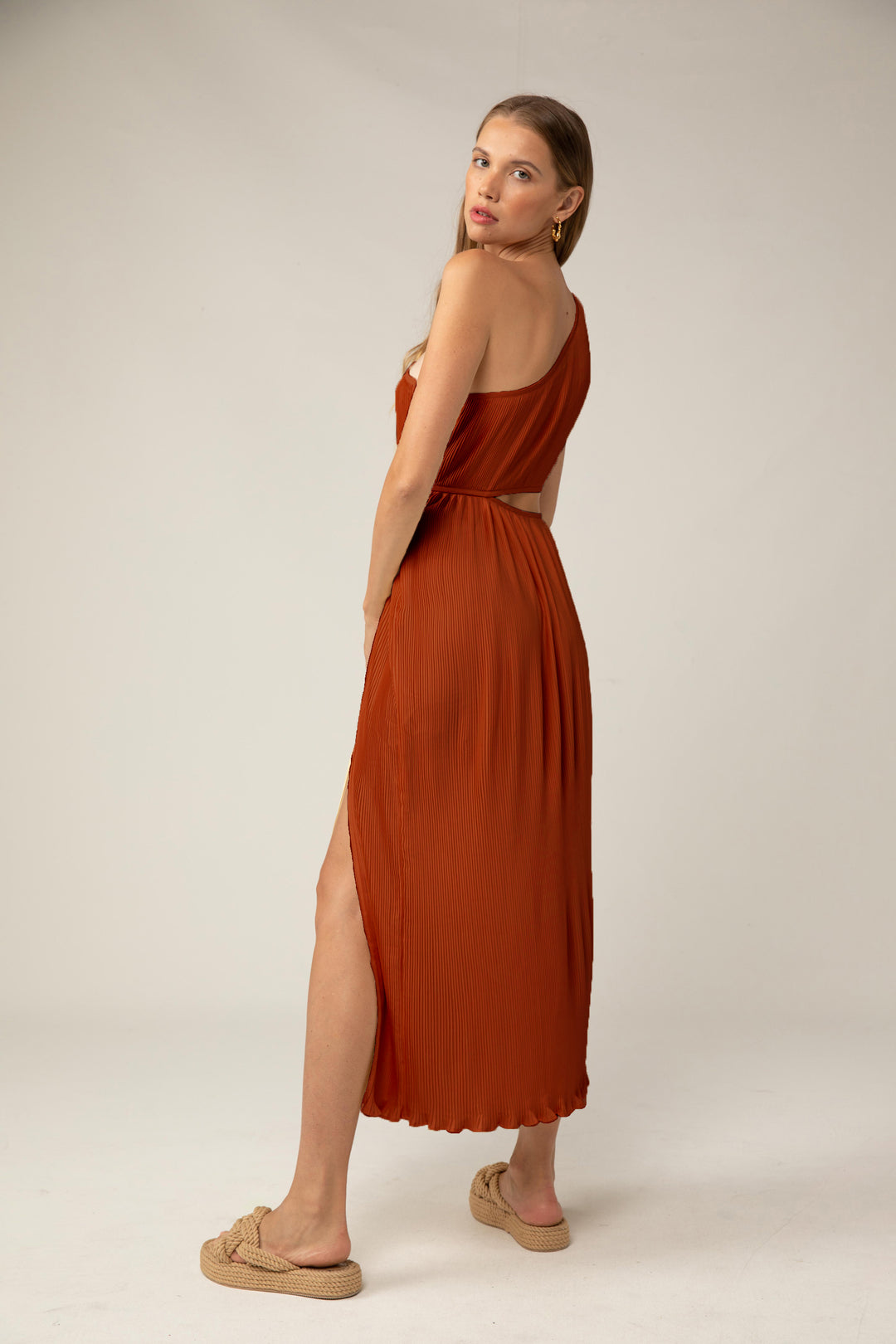 Velma Midi Dress - Rust